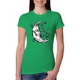 thumbnail image 1 of Wild Bobby Crescent Moon Astrology Puff Print Fashion Womens Slim Fit Junior Tee, Kelly, Large, 1 of 6