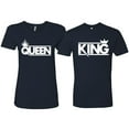 thumbnail image 1 of Wild Bobby, Crowned King And Queen Matching Couples Tees For Him and Her Valentine's Day Shirts , Navy, Mens 2XL-Womens 3XL, 1 of 1
