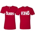 thumbnail image 1 of Wild Bobby, Crowned King And Queen Matching Couples Tees For Him and Her Valentine's Day Shirts , Red, Mens XL-Womens 2XL, 1 of 1