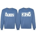 thumbnail image 1 of Wild Bobby, Crowned King And Queen Matching Valentines Day Outfit His and Hers Matching Couples Crewneck Sweatshirts, Vintage Heather Blue, Mens 3XL-Womens S, 1 of 1