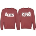 thumbnail image 1 of Wild Bobby, Crowned King And Queen Matching Valentines Day Outfit His and Hers Matching Couples Crewneck Sweatshirts, Vintage Heather Red, Mens S-Womens S, 1 of 1