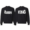 thumbnail image 1 of Wild Bobby, Crowned King And Queen Matching Valentines Day Outfit His and Hers Matching Couples Crewneck Sweatshirts, Black, Mens M-Womens 2XL, 1 of 1