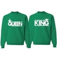 thumbnail image 1 of Wild Bobby, Crowned King And Queen Matching Valentines Day Outfit His and Hers Matching Couples Crewneck Sweatshirts, Kelly, Mens 2XL-Womens M, 1 of 1
