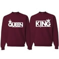 thumbnail image 1 of Wild Bobby, Crowned King And Queen Matching Valentines Day Outfit His and Hers Matching Couples Crewneck Sweatshirts, Maroon, Mens 3XL-Womens 2XL, 1 of 1