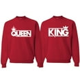 thumbnail image 1 of Wild Bobby, Crowned King And Queen Matching Valentines Day Outfit His and Hers Matching Couples Crewneck Sweatshirts, Red, Mens 3XL-Womens 2XL, 1 of 1