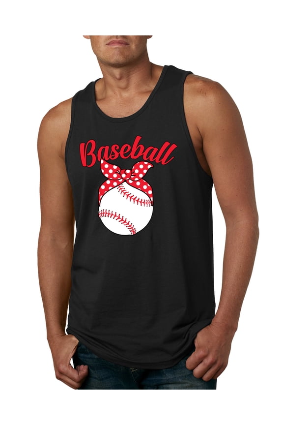 , Cute Baseball Mom Ribbon Gift, Mother's Day, Men Graphic Tank Top, Black, Small