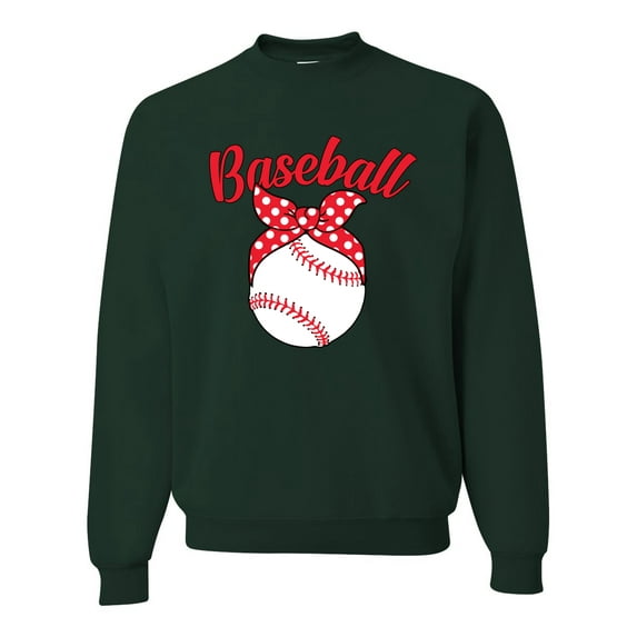 Wild Bobby, Cute Baseball Mom Ribbon Gift, Mother's Day, Unisex Crewneck Graphic Sweatshirt, Forest Green, Large