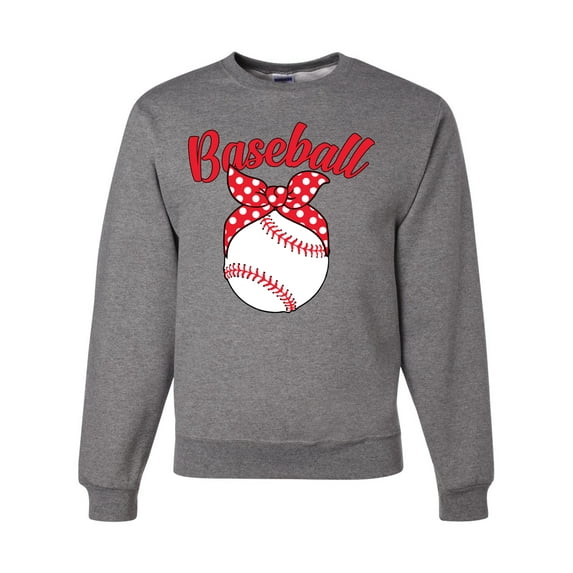 Wild Bobby, Cute Baseball Mom Ribbon Gift, Mother's Day, Unisex Crewneck Graphic Sweatshirt, Heather Grey, X-Large