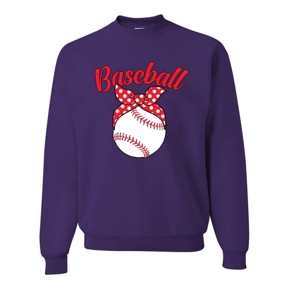Wild Bobby, Cute Baseball Mom Ribbon Gift, Mother's Day, Unisex Crewneck Graphic Sweatshirt, Purple, Large