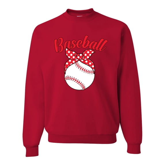 Wild Bobby, Cute Baseball Mom Ribbon Gift, Mother's Day, Unisex Crewneck Graphic Sweatshirt, Red, Large