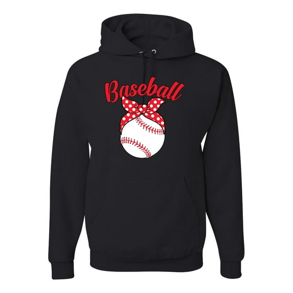 Wild Bobby, Cute Baseball Mom Ribbon Gift, Mother's Day, Unisex Graphic Hoodie Sweatshirt, Black, Large