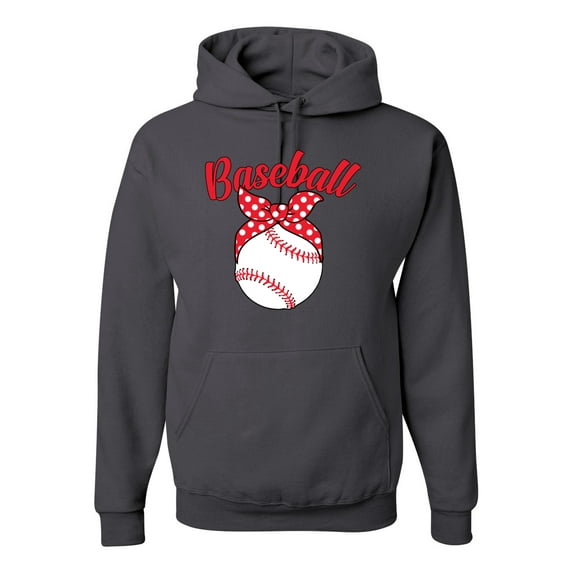 Wild Bobby, Cute Baseball Mom Ribbon Gift, Mother's Day, Unisex Graphic Hoodie Sweatshirt, Charcoal, Small