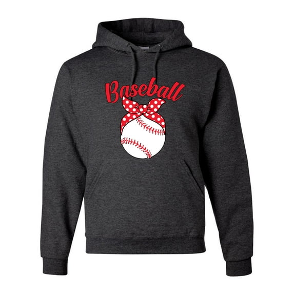 Wild Bobby, Cute Baseball Mom Ribbon Gift, Mother's Day, Unisex Graphic Hoodie Sweatshirt, Heather Black, 3XL