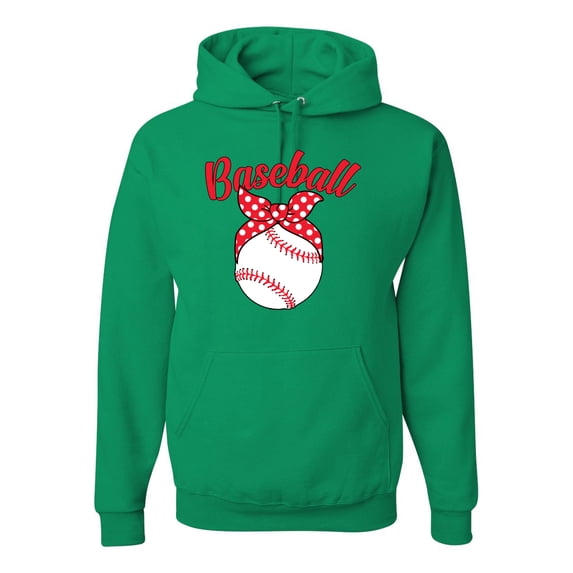 Wild Bobby, Cute Baseball Mom Ribbon Gift, Mother's Day, Unisex Graphic Hoodie Sweatshirt, Kelly, Medium