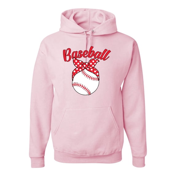 Wild Bobby, Cute Baseball Mom Ribbon Gift, Mother's Day, Unisex Graphic Hoodie Sweatshirt, Light Pink, 3XL