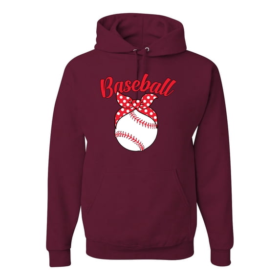 Wild Bobby, Cute Baseball Mom Ribbon Gift, Mother's Day, Unisex Graphic Hoodie Sweatshirt, Maroon, X-Large