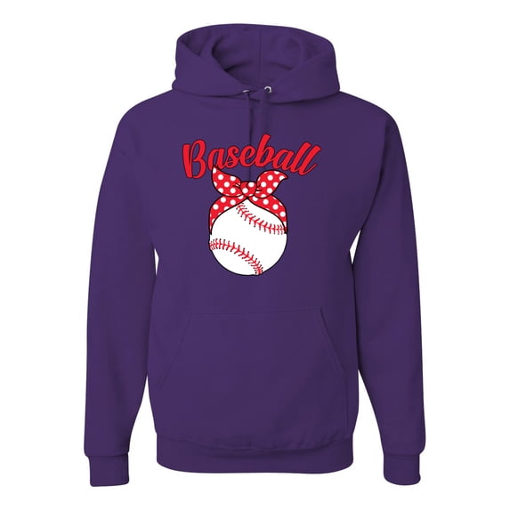 Wild Bobby, Cute Baseball Mom Ribbon Gift, Mother's Day, Unisex Graphic Hoodie Sweatshirt, Purple, 3XL