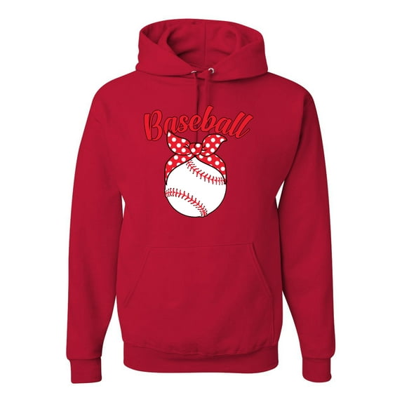 Wild Bobby, Cute Baseball Mom Ribbon Gift, Mother's Day, Unisex Graphic Hoodie Sweatshirt, Red, Large