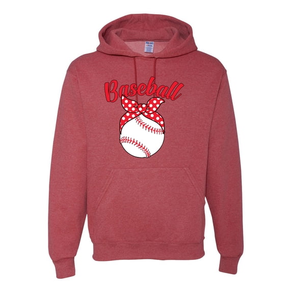 Wild Bobby, Cute Baseball Mom Ribbon Gift, Mother's Day, Unisex Graphic Hoodie Sweatshirt, Vintage Heather Red, Large