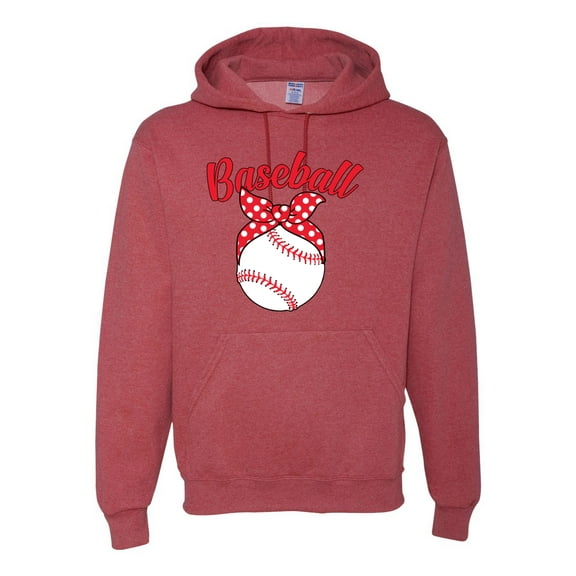 Wild Bobby, Cute Baseball Mom Ribbon Gift, Mother's Day, Unisex Graphic Hoodie Sweatshirt, Vintage Heather Red, Medium