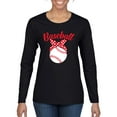thumbnail image 1 of Wild Bobby, Cute Baseball Mom Ribbon Gift, Mother's Day, Women Graphic Long Sleeve T-Shirt, Black, X-Large, 1 of 3