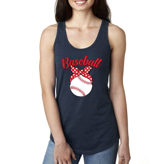 Wild Bobby, Cute Baseball Mom Ribbon Gift, Mother's Day, Women Racerback Tank Top, Navy, X-Large