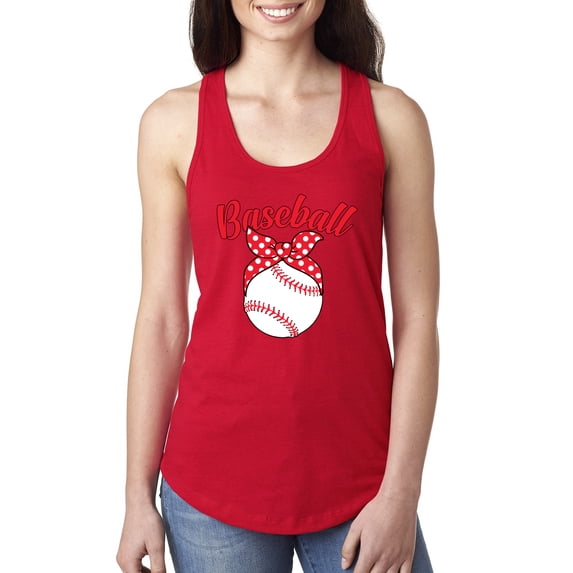 Wild Bobby, Cute Baseball Mom Ribbon Gift, Mother's Day, Women Racerback Tank Top, Red, Small