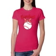 thumbnail image 1 of Wild Bobby, Cute Baseball Mom Ribbon Gift, Mother's Day, Women Slim Fit Junior Tee, Raspberry, 2XL, 1 of 3