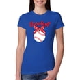 thumbnail image 1 of Wild Bobby, Cute Baseball Mom Ribbon Gift, Mother's Day, Women Slim Fit Junior Tee, Royal, Medium, 1 of 3
