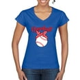 thumbnail image 1 of Wild Bobby, Cute Baseball Mom Ribbon Gift, Mother's Day, Women Standard V-Neck Tee, Royal, Large, 1 of 3