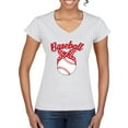 thumbnail image 1 of Wild Bobby, Cute Baseball Mom Ribbon Gift, Mother's Day, Women Standard V-Neck Tee, White, Large, 1 of 3