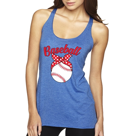 Wild Bobby, Cute Baseball Mom Ribbon Gift, Mother's Day, Women Tri-Blend Racerback Tank Top, Vintage Royal, Large
