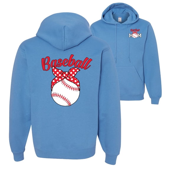 Wild Bobby,Cute Baseball Mom Ribbon Gift Sports Front and Back Unisex Graphic Hoodie Sweatshirt, California Blue, Medium
