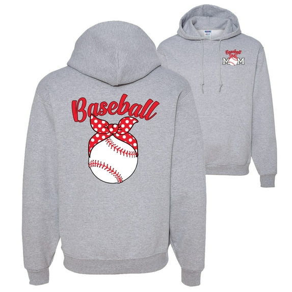 Wild Bobby,Cute Baseball Mom Ribbon Gift Sports Front and Back Unisex Graphic Hoodie Sweatshirt, Heather Grey, X-Large