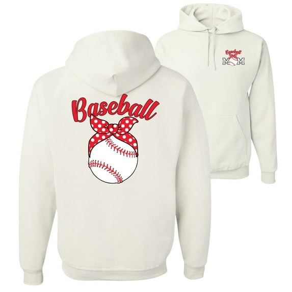 Wild Bobby,Cute Baseball Mom Ribbon Gift Sports Front and Back Unisex Graphic Hoodie Sweatshirt, White, 3XL