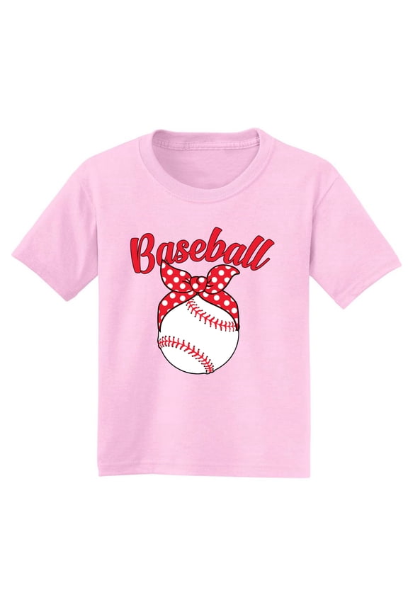 , Cute Baseball Ribbon Gift Sports Girls Graphic Youth T-Shirt, Light Pink, Medium