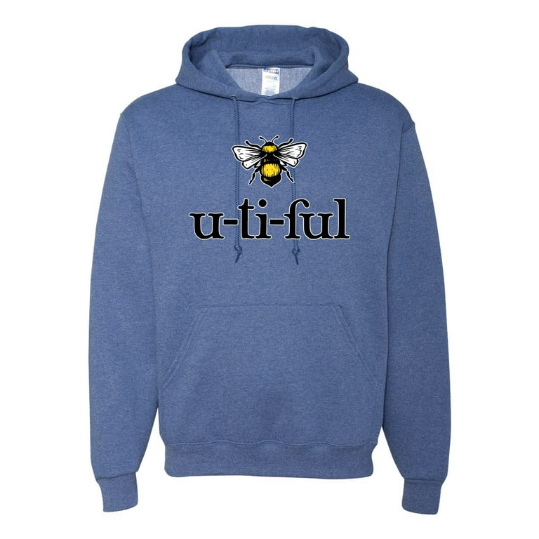 Wild Bobby Cute Bee u ti ful Inspirational Pop Culture Unisex Graphic Hoodie Sweatshirt Vintage Heather Blue Small