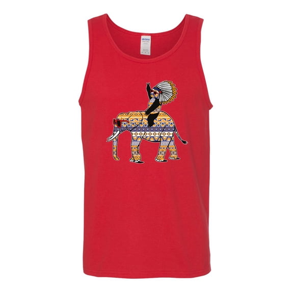 Wild Bobby, Cute Colorful Elephant Squirrel Mosaic, Animal Lover, Men Graphic Tank Top, Red, X-Large