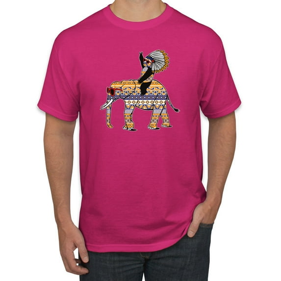 Wild Bobby, Cute Colorful Elephant Squirrel Mosaic, Animal Lover, Men Graphic Tee, Fuschia, Large