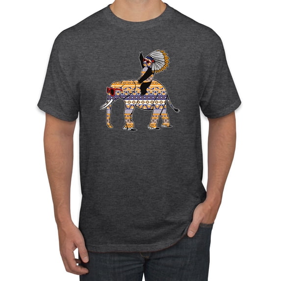 Wild Bobby, Cute Colorful Elephant Squirrel Mosaic, Animal Lover, Men Graphic Tee, Heather Black, Medium