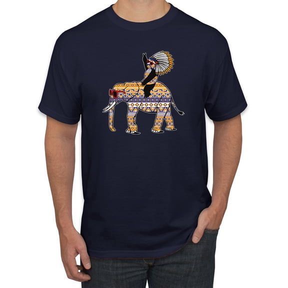 Wild Bobby, Cute Colorful Elephant Squirrel Mosaic, Animal Lover, Men Graphic Tee, Navy, Small