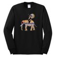 thumbnail image 1 of Wild Bobby, Cute Colorful Elephant Squirrel Mosaic, Animal Lover, Men Long Sleeve Shirt, Black, Small, 1 of 4