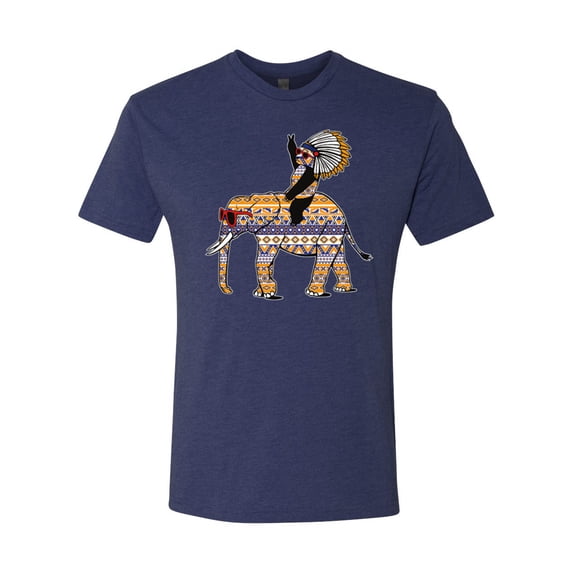 Wild Bobby, Cute Colorful Elephant Squirrel Mosaic, Animal Lover, Men Premium Tri Blend Tee, Vintage Navy, X-Large