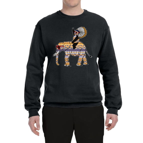 Wild Bobby, Cute Colorful Elephant Squirrel Mosaic, Animal Lover, Unisex Crewneck Graphic Sweatshirt, Black, 3X-Large
