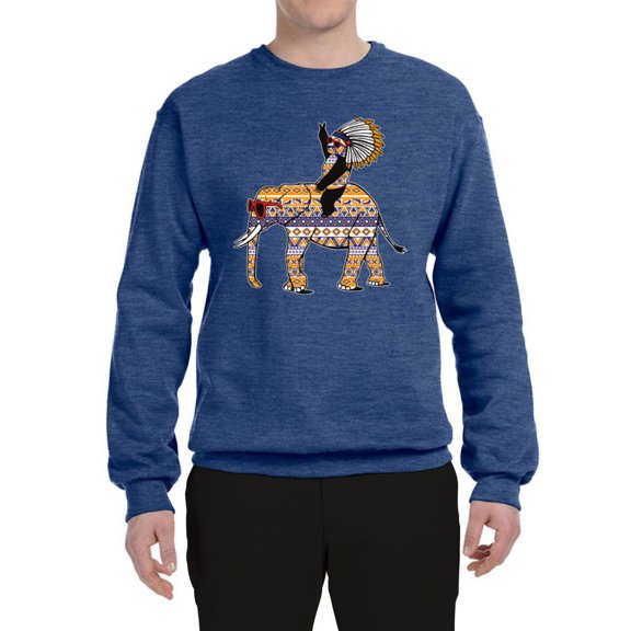Wild Bobby, Cute Colorful Elephant Squirrel Mosaic, Animal Lover, Unisex Crewneck Graphic Sweatshirt, Vintage Heather Blue, Medium