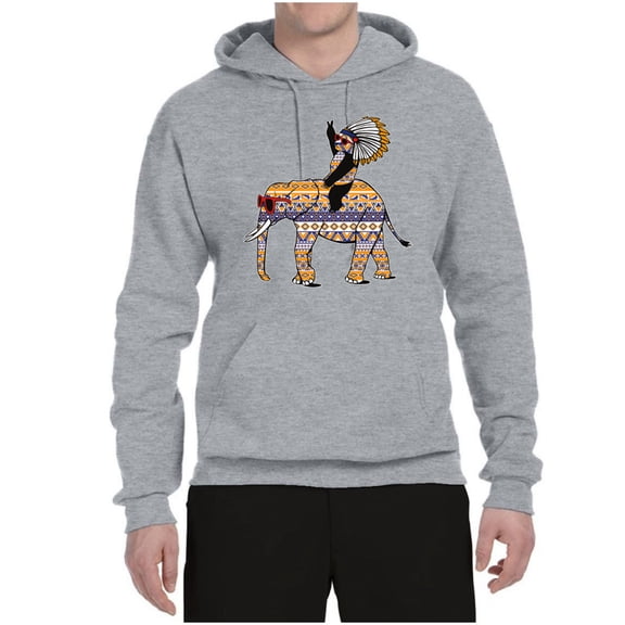 Wild Bobby, Cute Colorful Elephant Squirrel Mosaic, Animal Lover, Unisex Graphic Hoodie Sweatshirt, Heather Grey, XX-Large