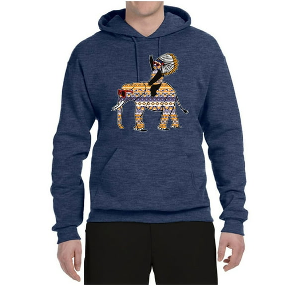 Wild Bobby, Cute Colorful Elephant Squirrel Mosaic, Animal Lover, Unisex Graphic Hoodie Sweatshirt, Vintage Heather Navy, X-Large
