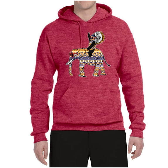 Wild Bobby, Cute Colorful Elephant Squirrel Mosaic, Animal Lover, Unisex Graphic Hoodie Sweatshirt, Vintage Heather Red, X-Large