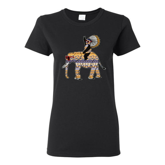 Wild Bobby, Cute Colorful Elephant Squirrel Mosaic, Animal Lover, Women Graphic Tee, Black, Small