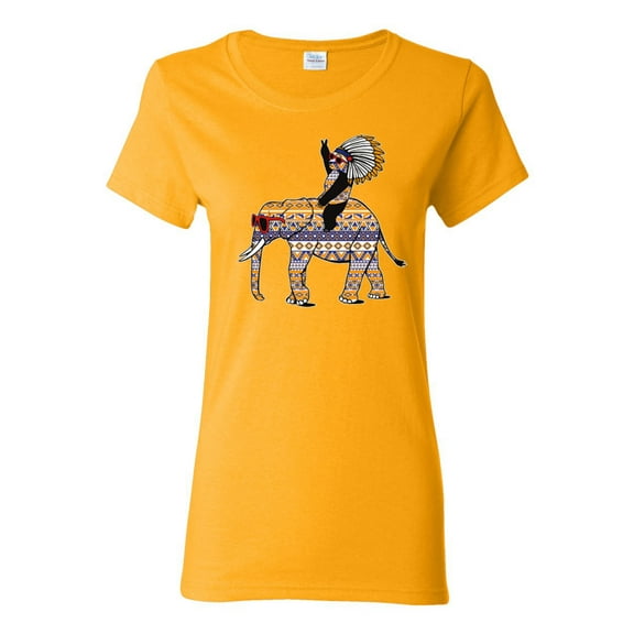 Wild Bobby, Cute Colorful Elephant Squirrel Mosaic, Animal Lover, Women Graphic Tee, Gold, 3X-Large